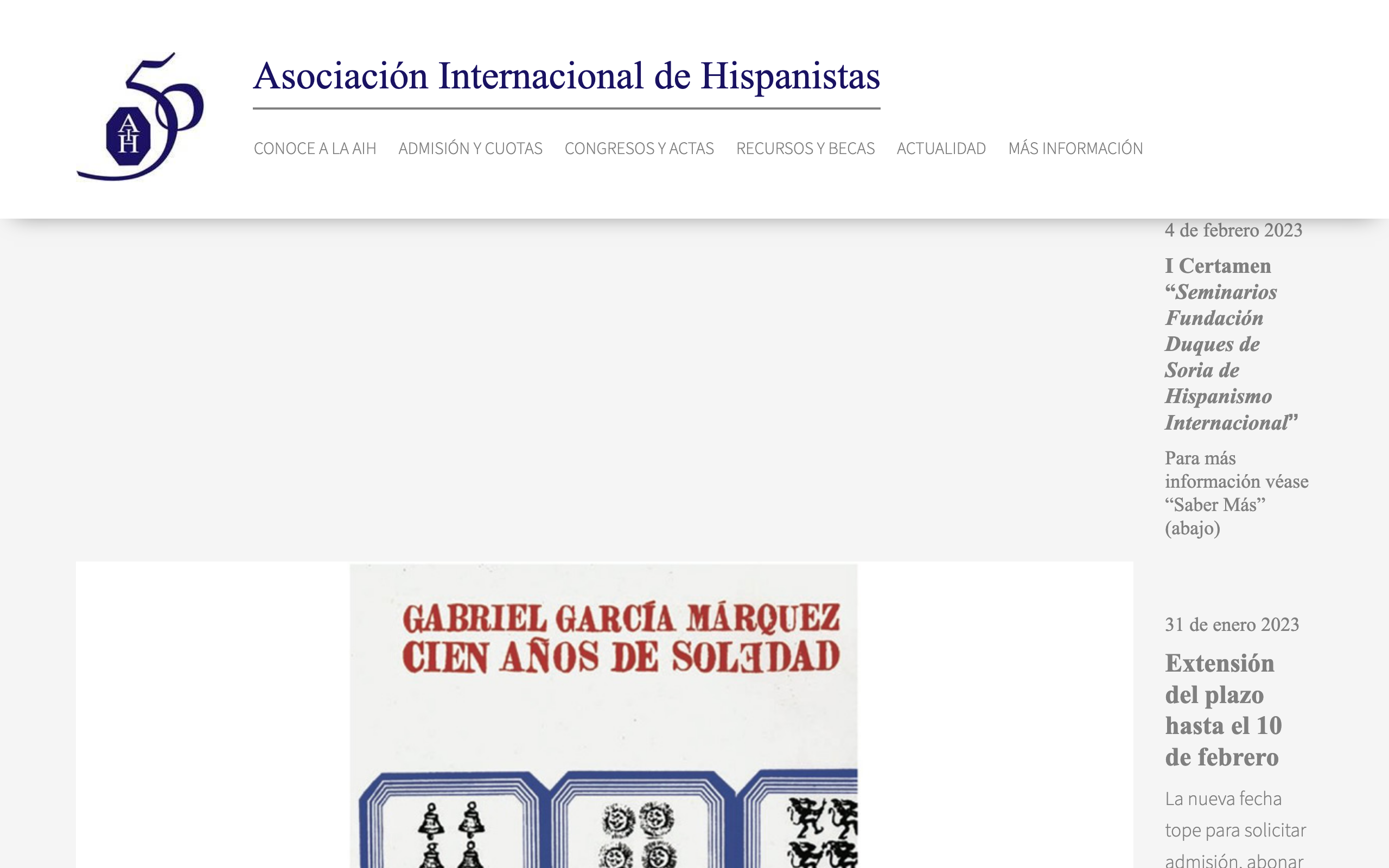 Screenshot of Asociación Internacional de Hispanistas