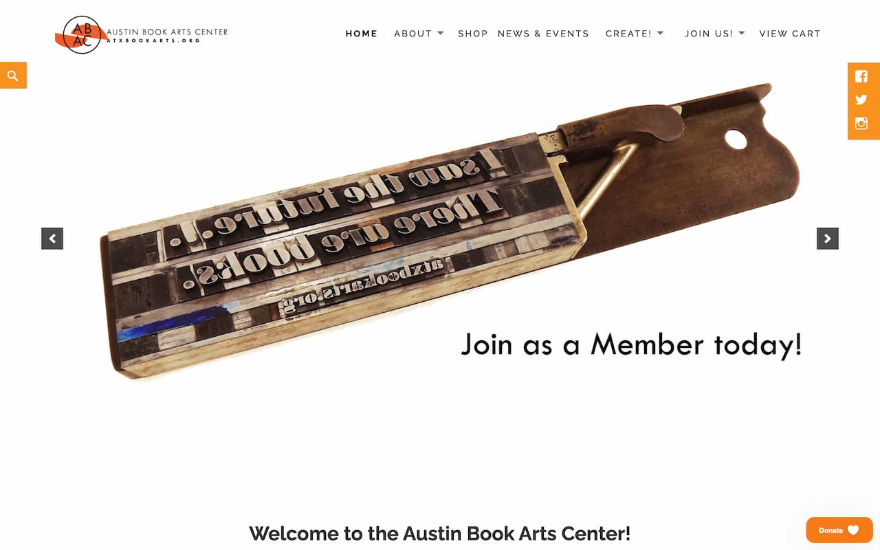 Screenshot of Austin Books Arts Center