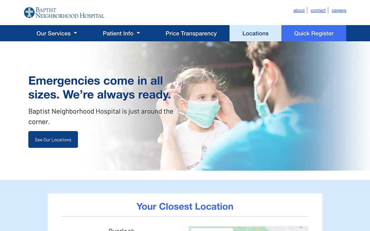 Screenshot of Baptist Neighborhood Hospital